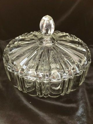 Vintage Anchor Hocking Old Cafe Clear Glass Lidded Candy Dish