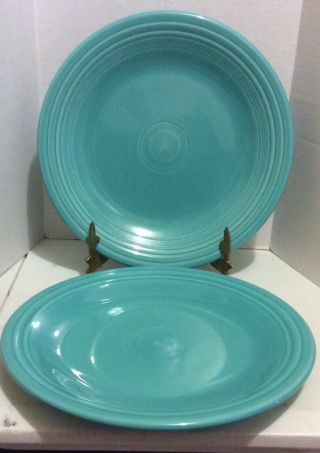 Set Of 2 Fiestaware Turquoise Blue Dinner Plates Plate Fiesta 10 1/4 "