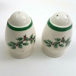 Spode Christmas Tree Salt Pepper Set Ceramic W Box $65 Msrp Small 3x2 "