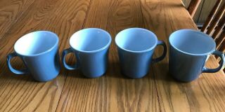 4 Vintage Pyrex Corning Ware Mugs D Handle Steel Slate Blue Grey