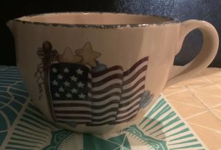 Home And Garden Party Stoneware Mixing Bowl Spout & Handle Americana 2003