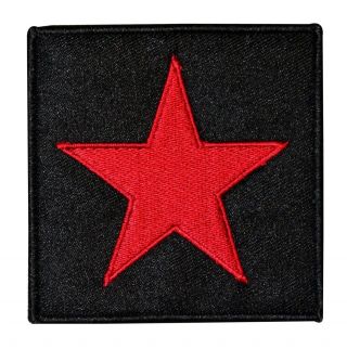 Red Star On Black Background Patch Logo Badge Embroidered Iron On Applique