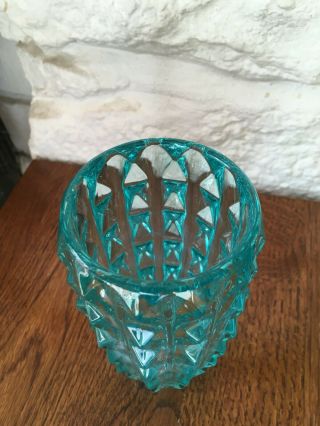 Vintage Retro Mid Century Art Glass Vase in Blue/Green 3