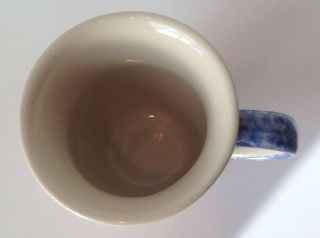 Polish Pottery Stoneware Coffee Mug Cup Pedestal 8 oz Pink Flowers Blue Border 4