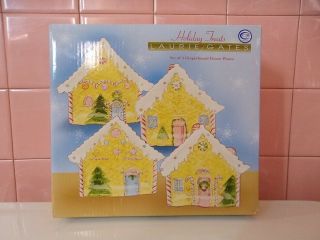 Laurie Gates Holiday Treats 4 - Pc Set Plates Christmas Gingerbread House