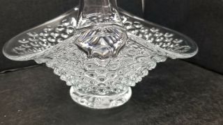 Vintage Hand Blown L.  E Smith Crystal Clear Glass Luster Hobnail Banana Basket