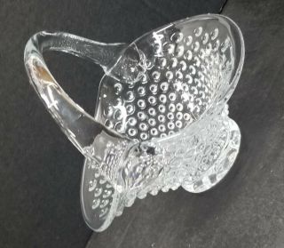 Vintage Hand Blown L.  E Smith Crystal CLEAR GLASS LUSTER HOBNAIL Banana Basket 2
