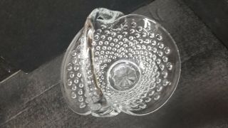 Vintage Hand Blown L.  E Smith Crystal CLEAR GLASS LUSTER HOBNAIL Banana Basket 3