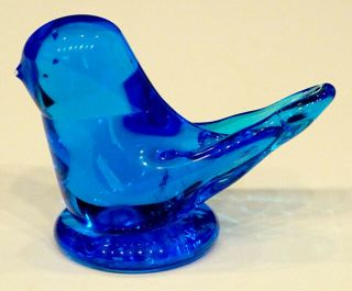 Vintage Leo Ward Art Glass Bluebird Of Happiness Blue Bird Figurine / Signed