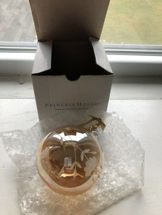 Princess House Heritage Glass Crystal Gold Ornament Ball 6231
