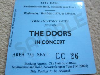 Doors/jim Morrison Concert Coasters Ticket May 1972 Coaster