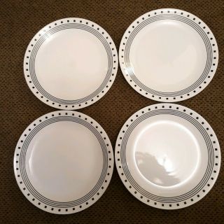 4 Corelle City Block Black & White Dinner Plates 10 1/4 "