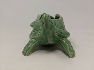 Vintage McCoy Green Ceramic Turtle Pottery Planter Flower Pot 1950s USA 2 2