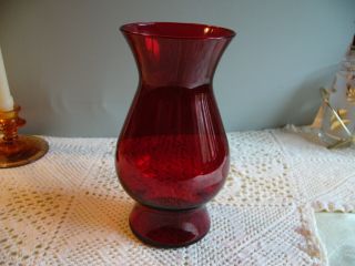 Vintage Ruby Red 8 " Depression Glass Vase