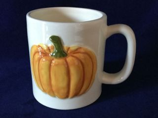 Rare Otagiri Pumpkin 3 1/2 " Hand Painted Coffee Mug / Tea Cup -