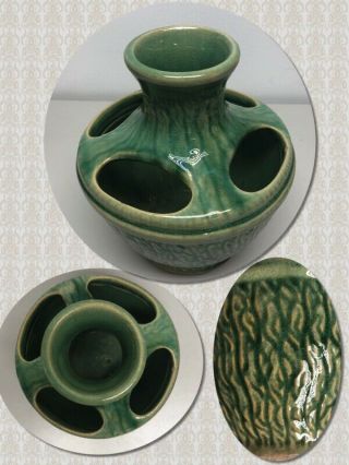 Mid Century Strawberry Green Planter Vase Pottery Succulents Vintage 396039