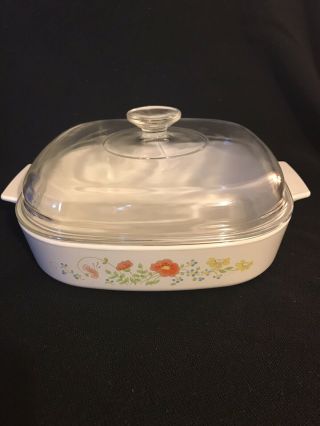 Corning Ware Wildflower Series A - 10 - B Casserole Baking Dish 2.  5 Qt With Lid