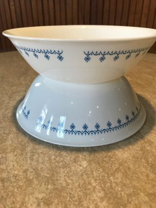 Vintage Corelle Corning Snowflake Blue Garland (2) Vegetable Serving Bowls 8.  5 "