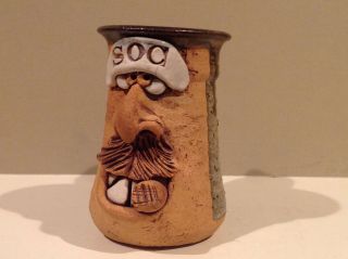 Stoneware Pottery Ugly Face Funny Man With Mustache Mug Signed Cigar