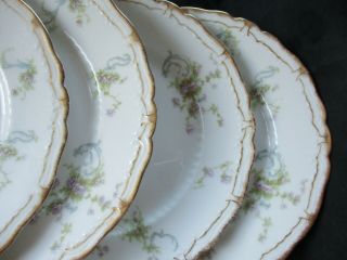 Set Of 4 Haviland Princess Plates 8 1/2 " Lavender Roses Schleiger 57 L Limoges