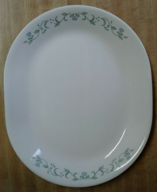 Corning Corelle Serving Platter Country Cottage Oval Purple Hearts Green Vines