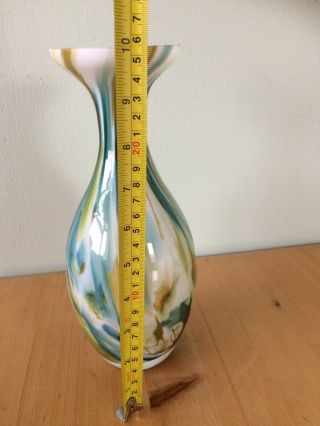 vintage Glass White Stripey Collectible Vase 2