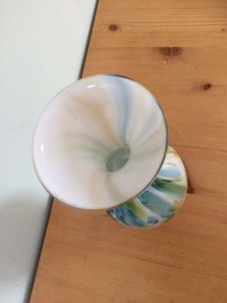 vintage Glass White Stripey Collectible Vase 3