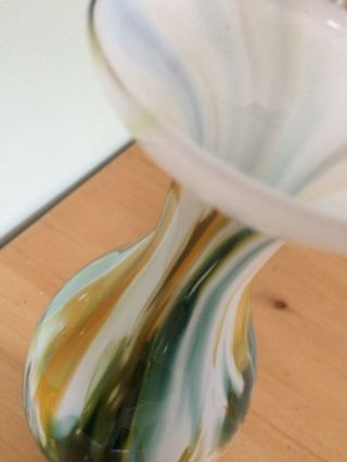 vintage Glass White Stripey Collectible Vase 4