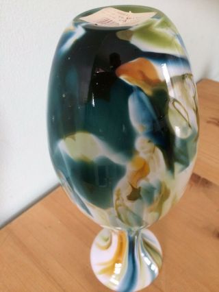 vintage Glass White Stripey Collectible Vase 5