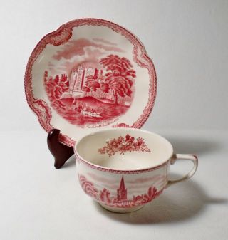 4 Johnson Brothers Old Britain Castles Pink Cup & Saucers