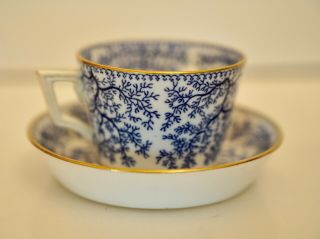 Rare Vintage Minton Flow Blue Bone China Tea Cup & Saucer Tree Branches Design