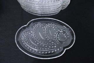 Vintage Federal Glass Co Hospitality Snack Set Of 8 Plates,  Wheat Pattern 1950 