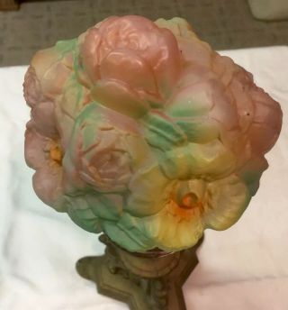 Vintage Tiffin USA Colorful Puffy Flower Basket Lamp Shade No Base 3