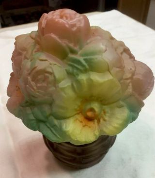 Vintage Tiffin USA Colorful Puffy Flower Basket Lamp Shade No Base 4