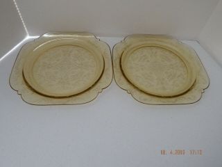 Vtg Federal Depression Glass Amber Madrid 9 " Luncheon Plates (2) 1932 - 39