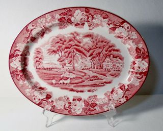 Enoch Woods English Scenery Pink 11 - 3/4 " Oval Platter