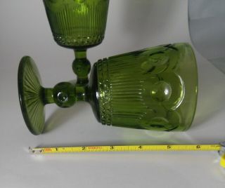 Vintage Bartlett Collins Manhattan Green Water Goblet Pressed Glass 1967 Qty 2