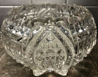 Abp American Brilliant Cut Glass Candy/nut Bowl 4” Tall 7” Wide