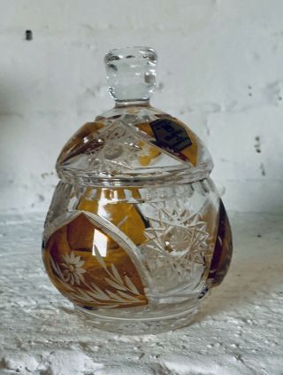 Vintage Cut Glass Sugar Bowl With Lid And Spoon