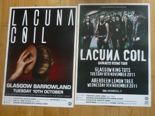 Lacuna Coil Live Music Memorabilia - Scottish Tour Concert Show Gig Posters X 2