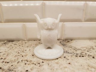 Milk Glass Westmoreland Owl Figural Glass Toothpick Candle Holder Match Stand