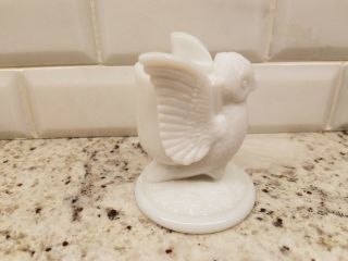 MILK Glass Westmoreland OWL Figural Glass TOOTHPICK Candle HOLDER Match Stand 4
