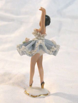 German Dresden Lace Porcelain Ballerina Figurine Crossed Swords Mark 2