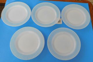 5 Vintage Monax White Petalware Macbeth - Evans Glass 9 1/4 " Dinner Plate