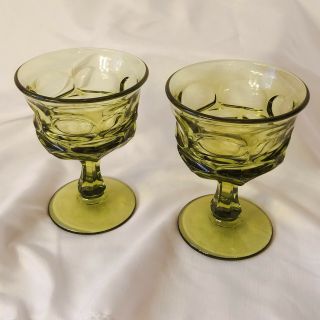 Fostoria Argus Green Set Of 2 Champagne Coupe Sherbet 5 " Vintage Glass Hfm