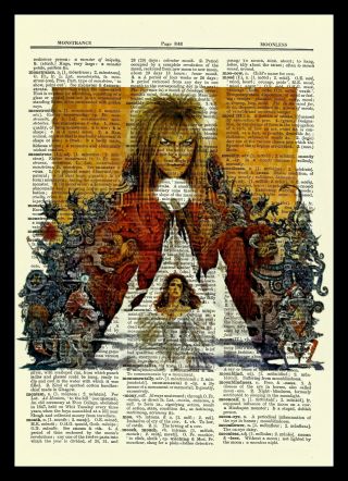 Labyrinth Dictionary Art Print Poster Picture David Bowie Jennifer Connelly