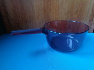Corning Ware Vision Cranberry Saucepan 1.  5 L J Usa 1 1/2 Qt