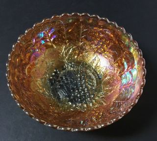 Vtg Marigold Imperial Carnival Glass Large Bowl Grape Pattern 9 3/16 " X 3 1/2 "