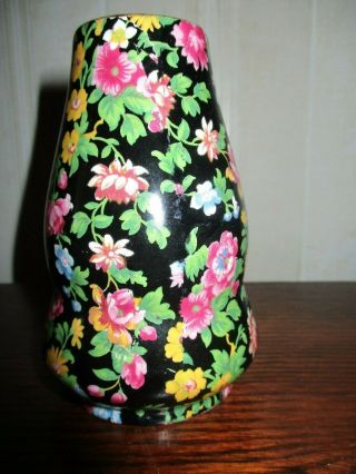 Royal Winton Black Chintz " Esther 1953 " Bud Vase (made In England A)