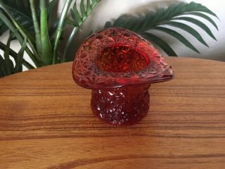 Vintage Fenton Ruby Red Daisy Button Glass Top Hat Toothpick Holder Amberina